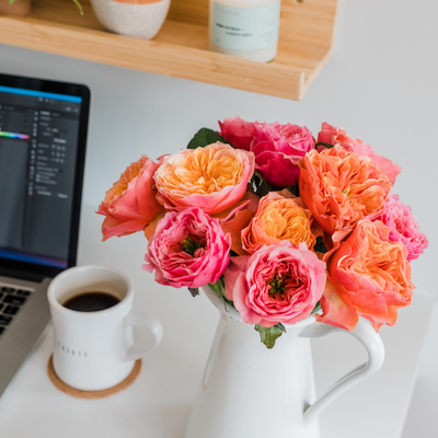 Bouquet with computer